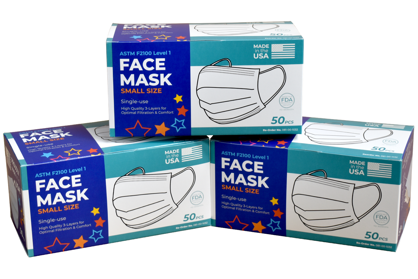 BRS Earloop Face Mask, Level 1, SMALL SIZE, Cs 600 Masks