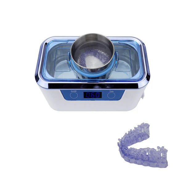 iSonic DS310-WS-D Miniaturized Commercial Ultrasonic Cleaner, white with sapphire blue colors, for dental applications