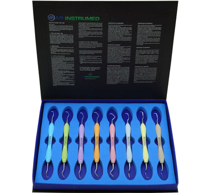 AR Instrumed Standard Gracey Currettes Set of 8 Premium Plus Titanium with Silicone Handles