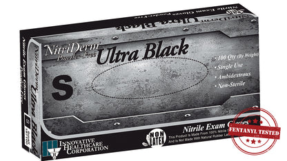 Innovative NitriDerm® Ultra Black Nitrile Exam Gloves – Series 187, 100/bx, 10 bx/cs