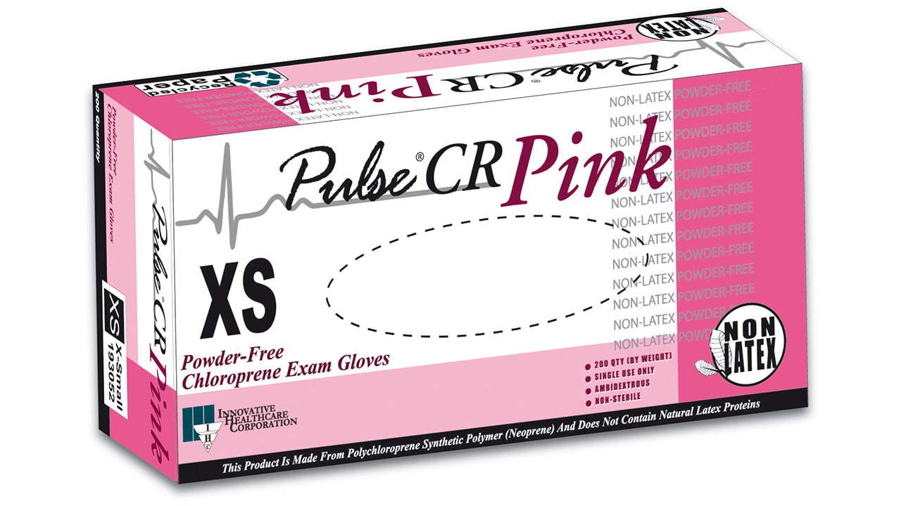 Innovative Pulse® Cr Powder-Free Polychloroprene Gloves Pink - 200/Bx, 2000/Case