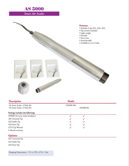 TPC AS5000 Air Sonic Scaler Complete Kit With 3 Tips - 4 Hole & 2 Hole Connections