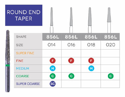 Long Round End Taper Disposable Diamond 10/Pk