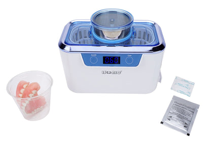 iSonic® DS310-WS-D Miniaturized Commercial Ultrasonic Cleaner, white with sapphire blue colors, for dental applications