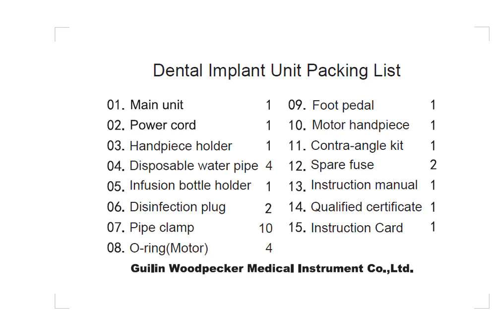 Woodpecker Implant Air Implant Motor w/ 20:1 Fiber Optic Contra Angle