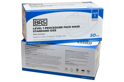 BRS Earloop Face Mask, Level 1, Standard Size, Case of 600 Masks