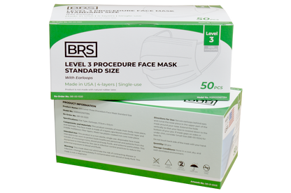BRS Earloop Face Mask, Level 3, Standard Size, Case of 600 Masks, Blue