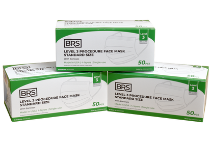BRS Earloop Face Mask, Level 3, Standard Size, Case of 600 Masks, Blue