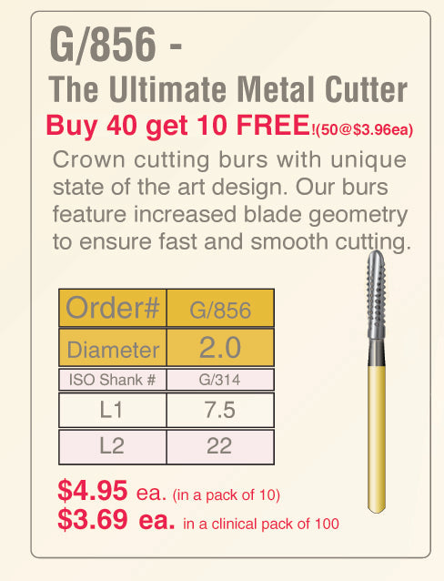 BU856-016-8 X-Rex Multi-Use Crown & Bridge Preparation Burs, The Ultimate Metal Cutter