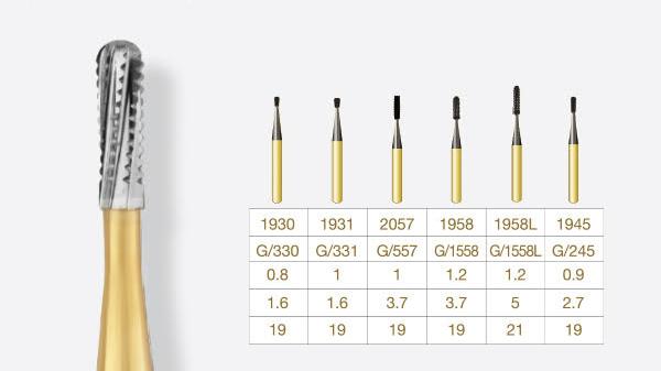 1958 | T-Rex Multi-Use Carbide Burs Round-End Fissure Shaped PD2 / G1558