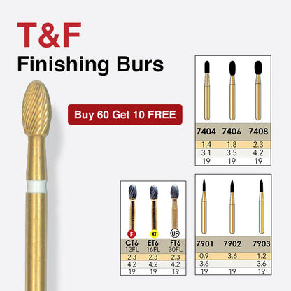 FT6 | Reusable Trimming & Finishing Burs Football (Egg) Shaped