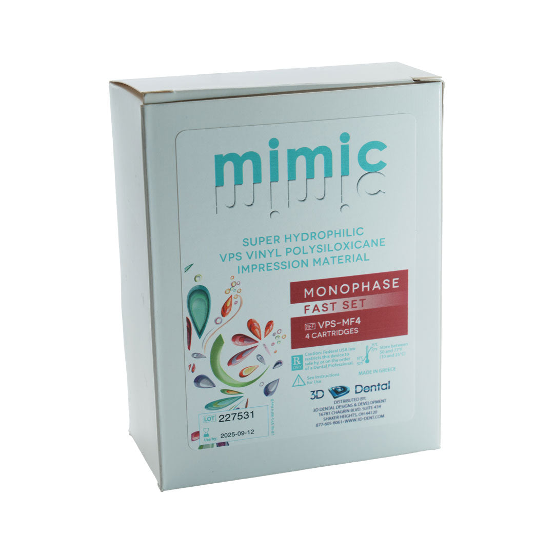 Mimic Vinyl Polysiloxane Impression Material - 4 x 50mL Cartridges, Fast Set