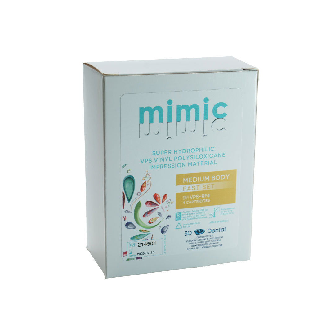 Mimic Vinyl Polysiloxane Impression Material - 4 x 50mL Cartridges, Fast Set