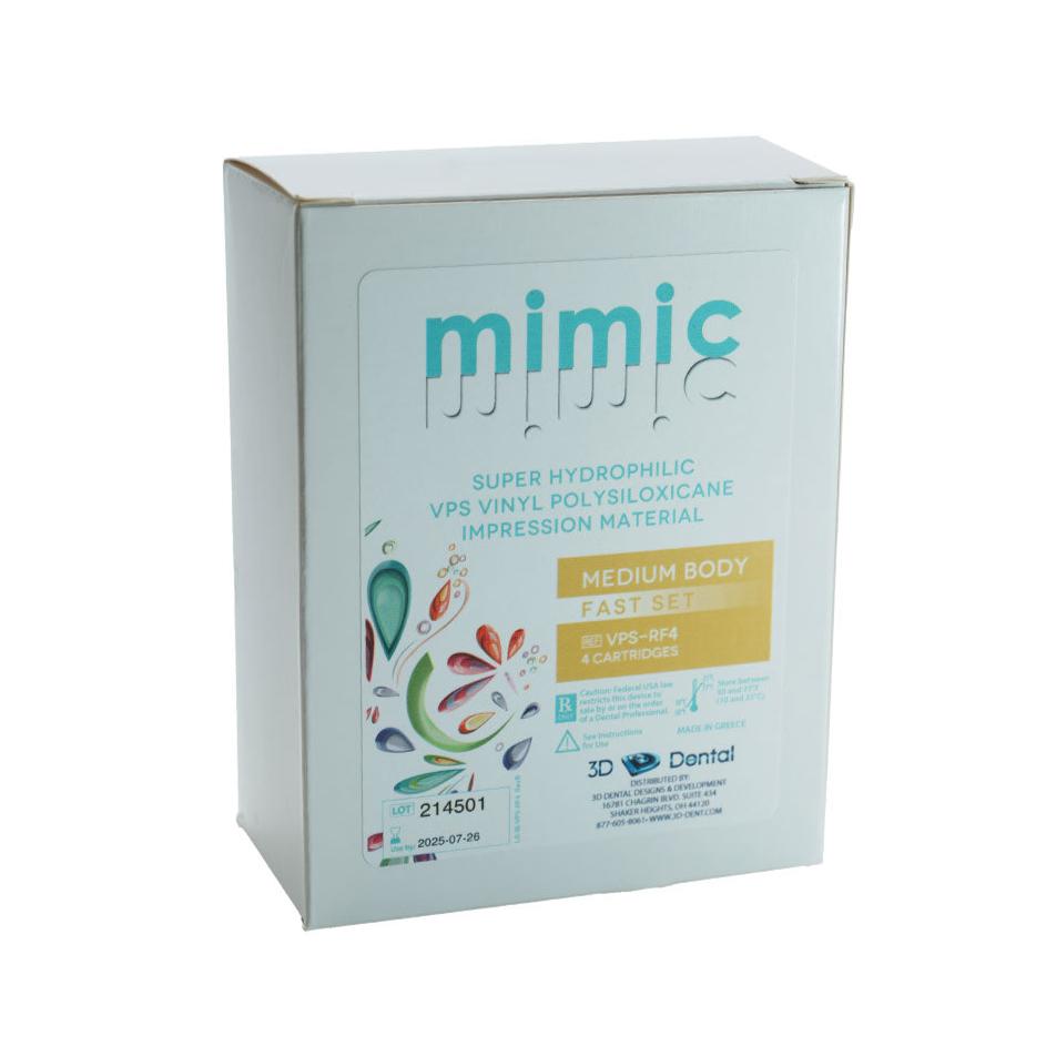 Mimic Vinyl Polysiloxane Impression Material - 4 x 50mL Cartridges, Regular Set