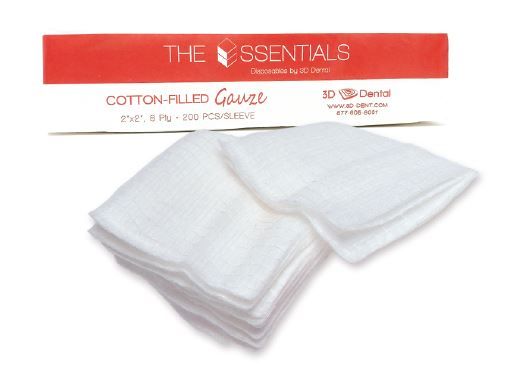 Cotton Filled Sponges 2"x2" 8 Ply - 200 pcs/sleeve, 25 sleeves/case (5000/case)