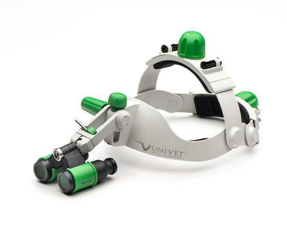 Univet Headgear Green, Prismatic Flip-Up Loupes 4.5X Ultra HD