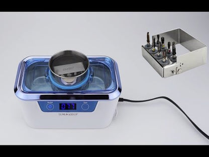 iSonic® DS310-WS-D Miniaturized Commercial Ultrasonic Cleaner, white with sapphire blue colors, for dental applications